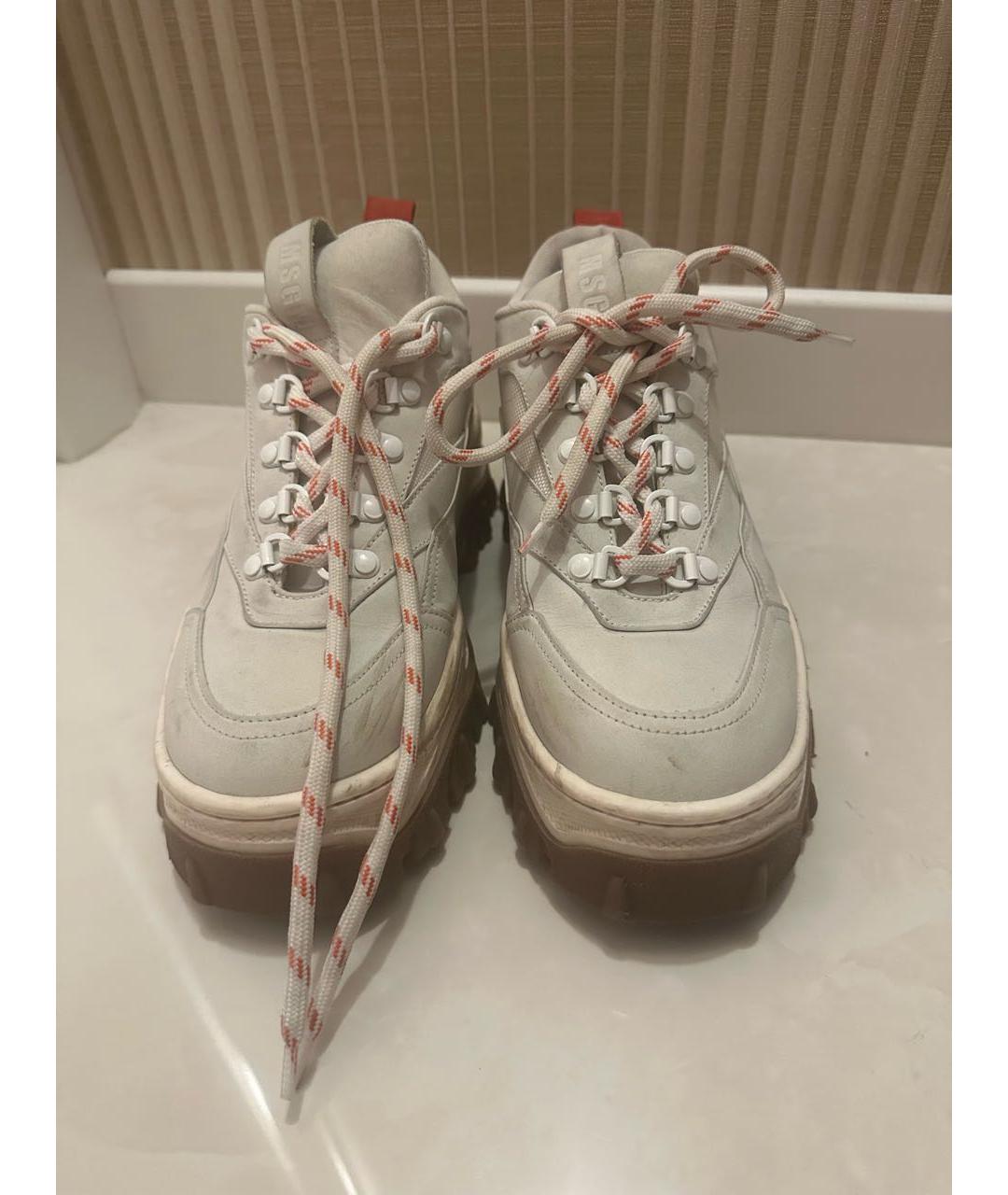 MSGM Бежевые кожаные кроссовки, фото 2