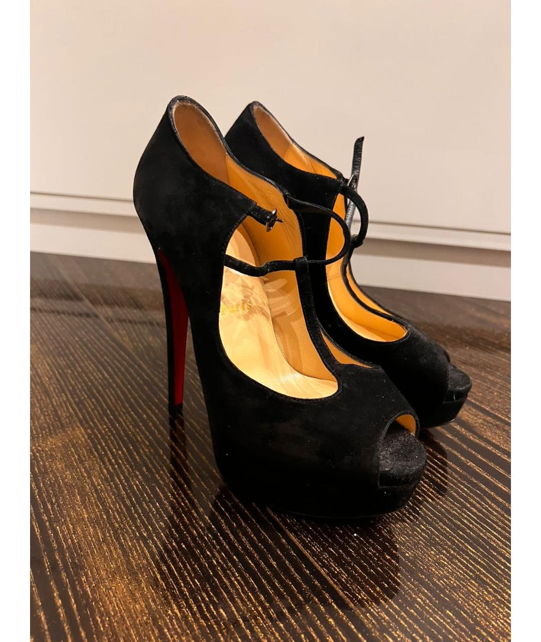 CHRISTIAN LOUBOUTIN Черные замшевые туфли, фото 7