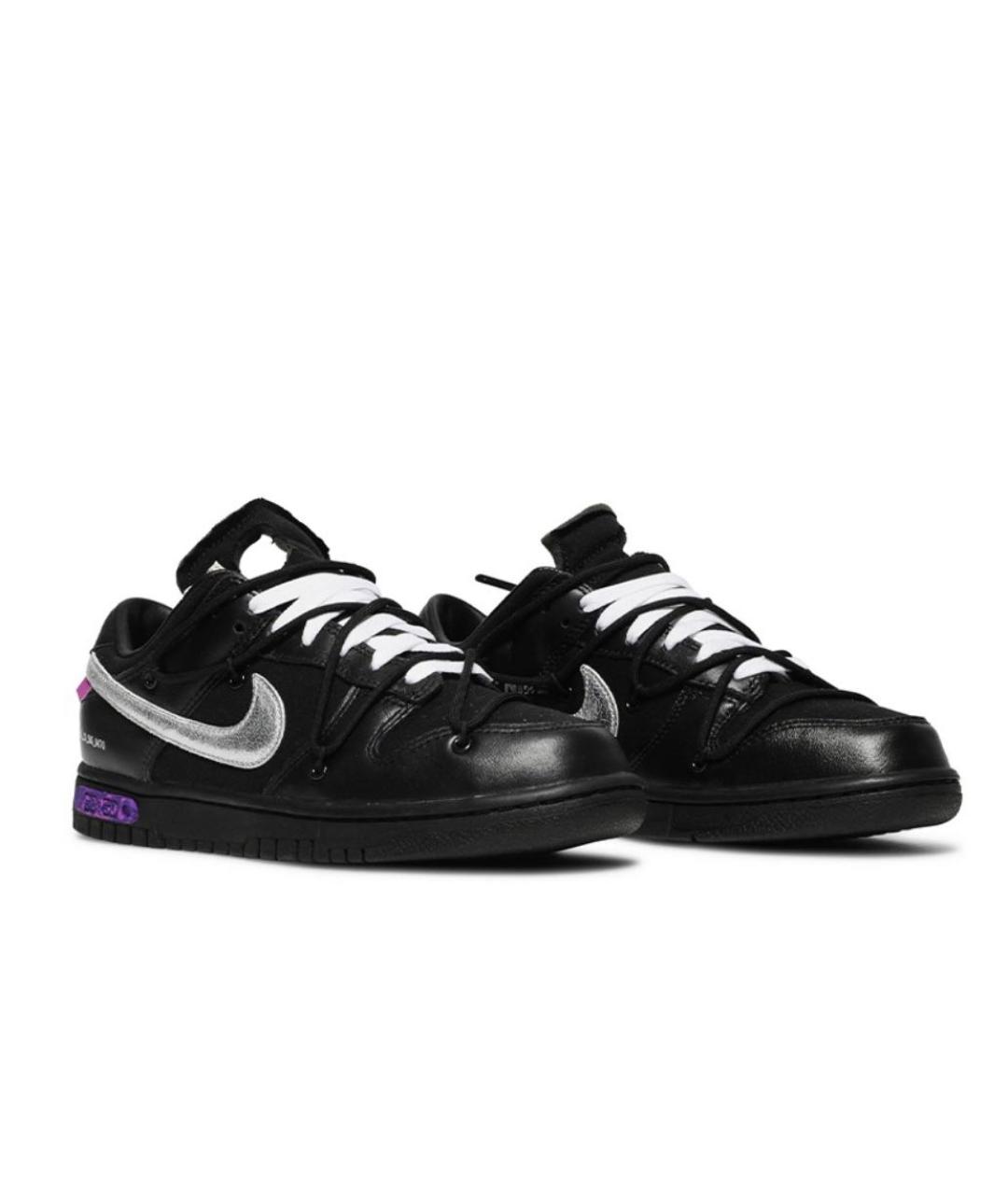 NIKE Черные кожаные низкие кроссовки / кеды, фото 2