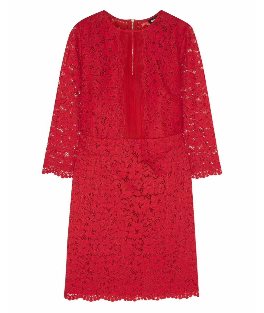 DKNY Красное кружевное коктейльное платье, фото 1