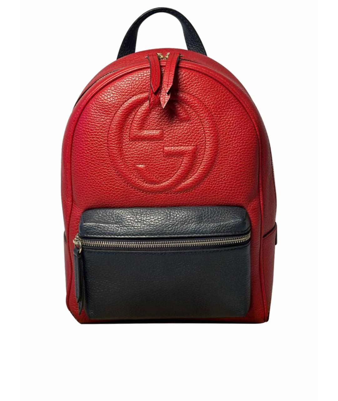 GUCCI Красный кожаный рюкзак, фото 1