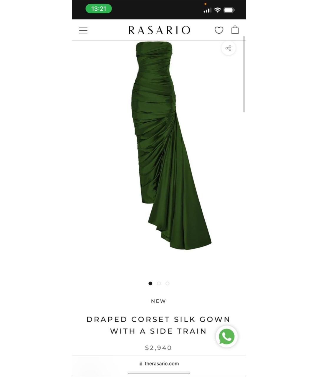 RASARIO Зеленые шелковое вечернее платье, фото 7