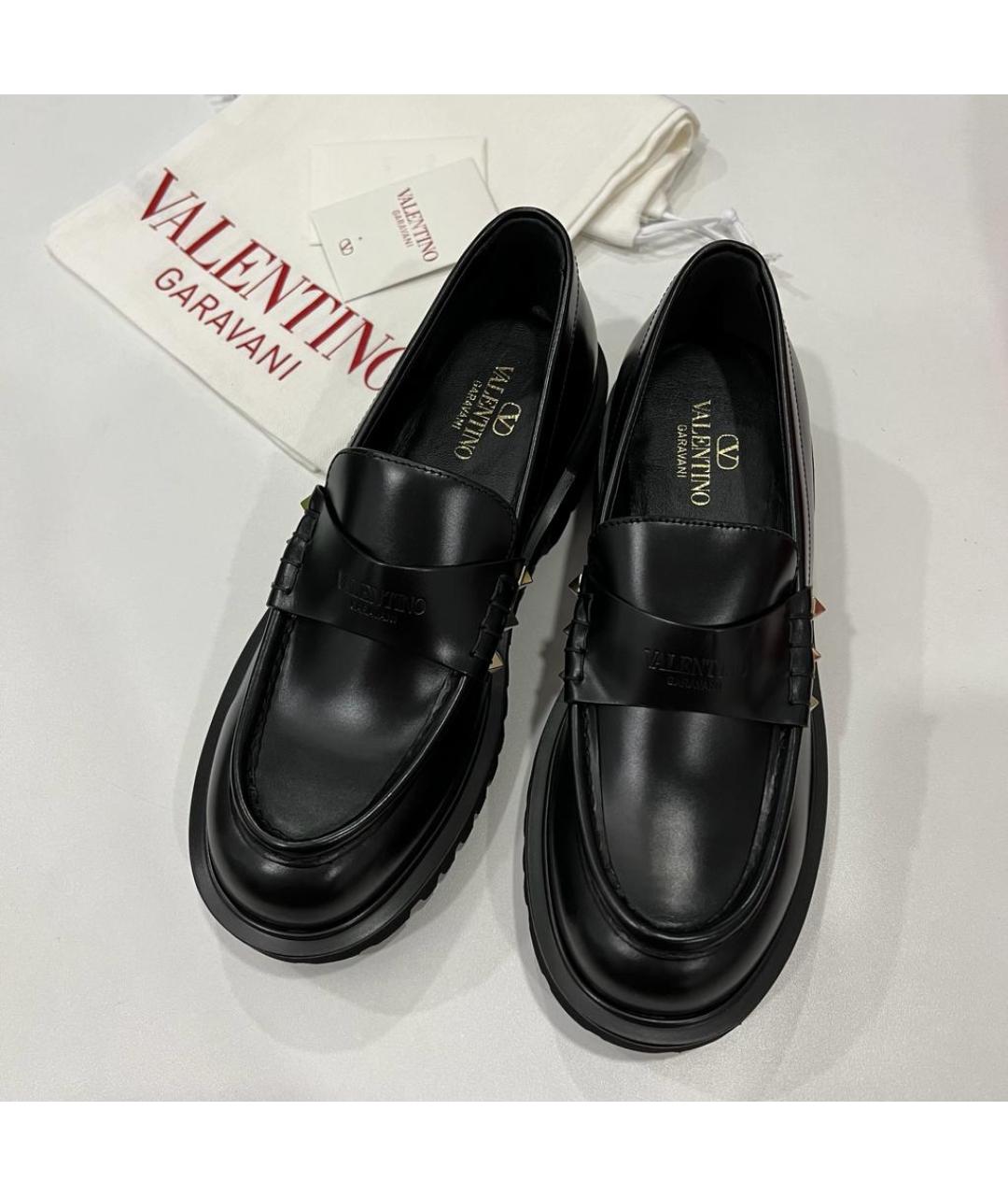 VALENTINO Черные кожаные лоферы, фото 5