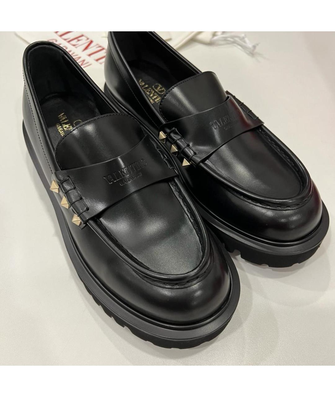 VALENTINO Черные кожаные лоферы, фото 4