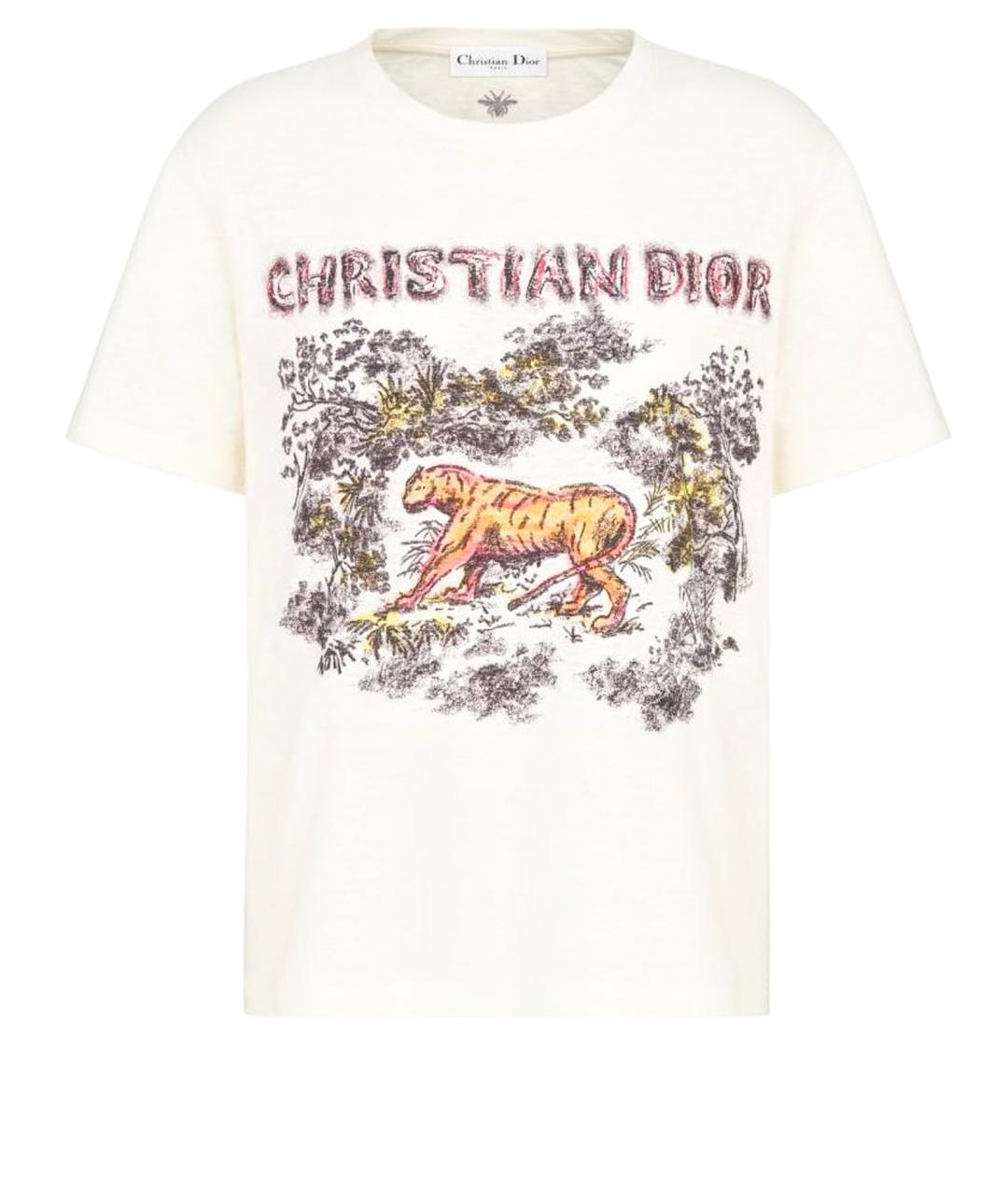 CHRISTIAN DIOR Бежевая хлопковая футболка, фото 1