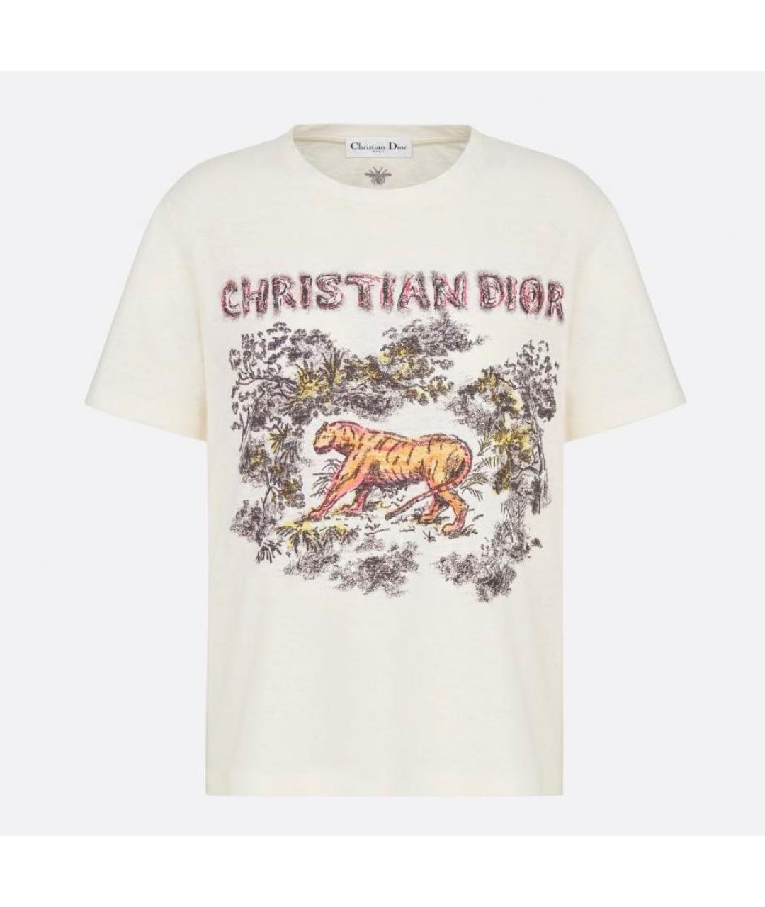 CHRISTIAN DIOR Бежевая хлопковая футболка, фото 8
