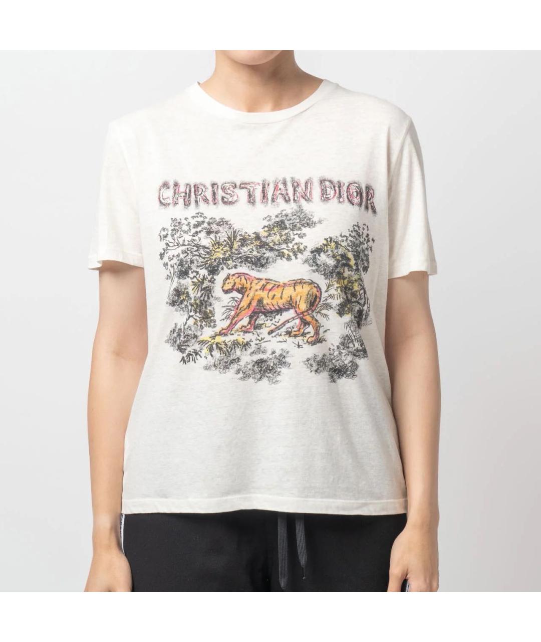 CHRISTIAN DIOR Бежевая хлопковая футболка, фото 2