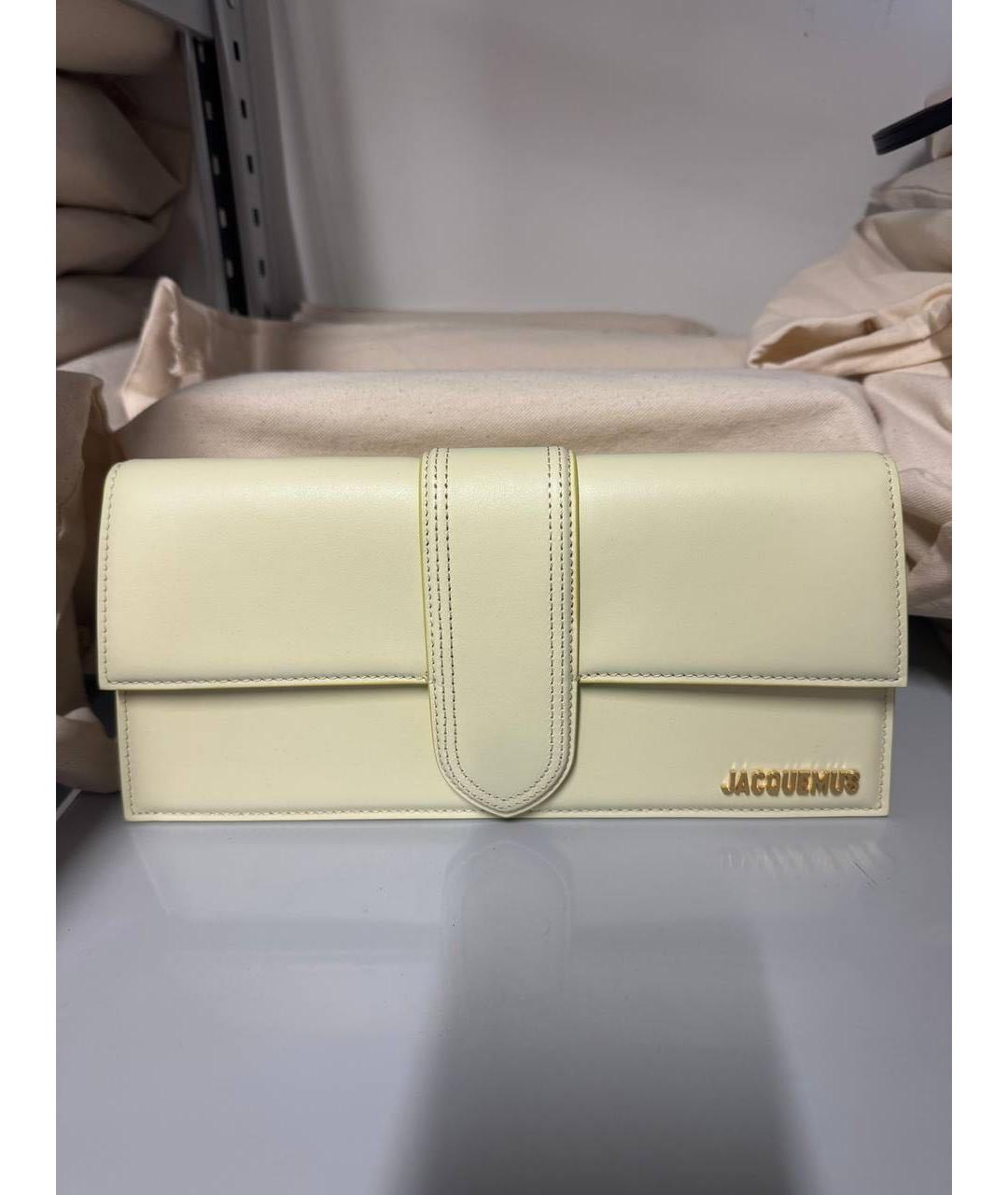 JACQUEMUS Бежевая кожаная сумка через плечо, фото 5