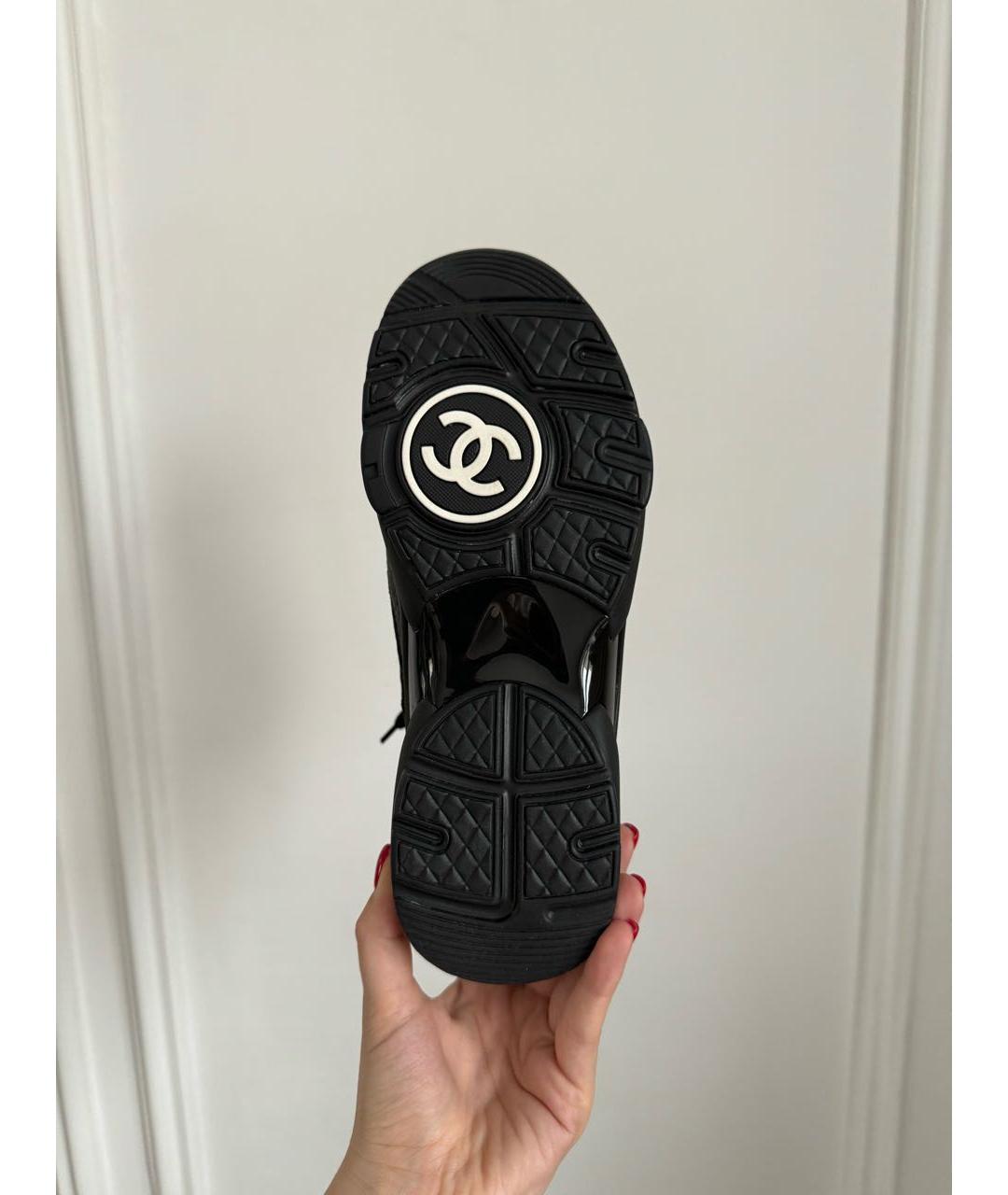 CHANEL Черные кожаные кроссовки, фото 4