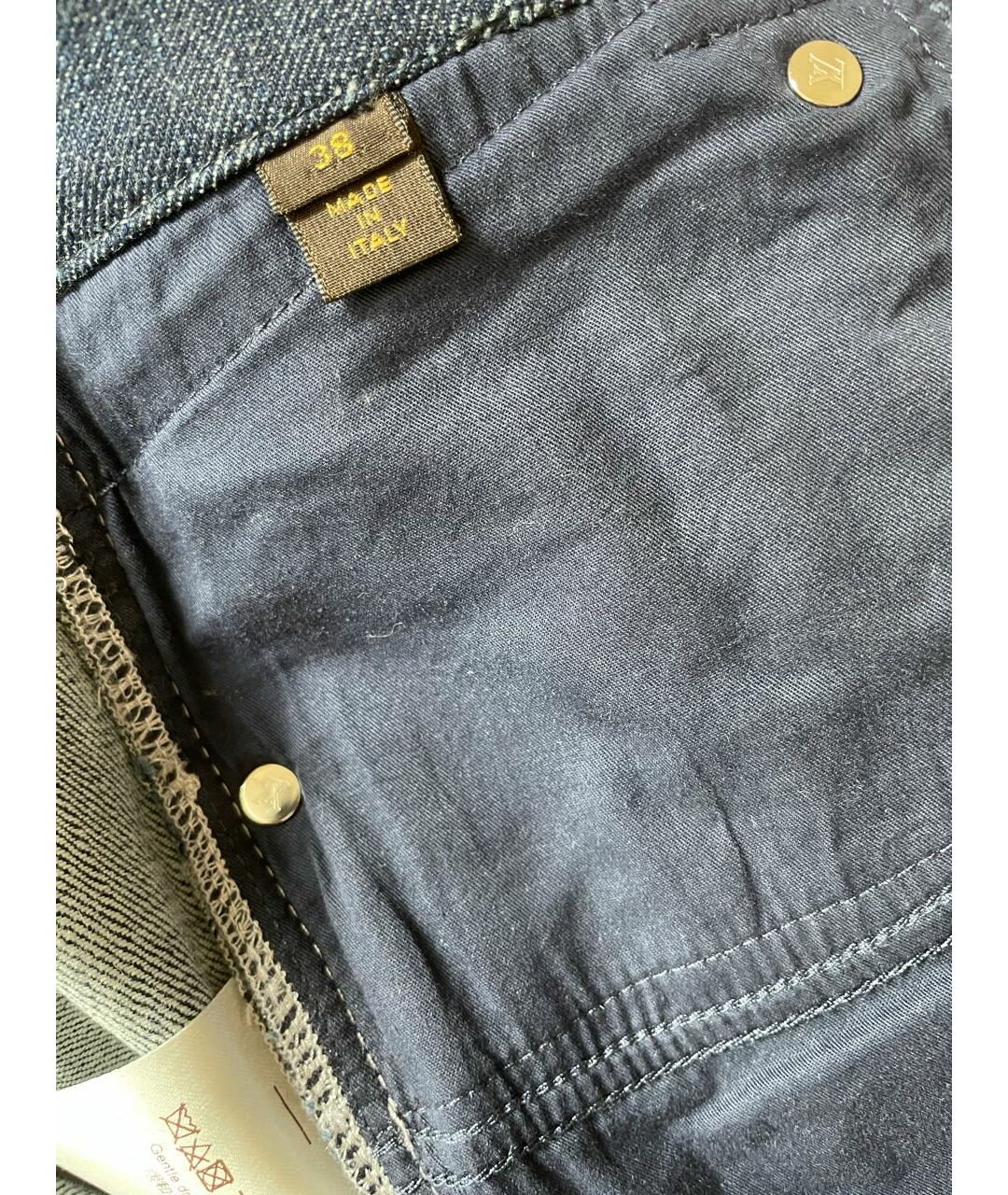 LOUIS VUITTON PRE-OWNED Темно-синие хлопко-эластановые джинсы слим, фото 7