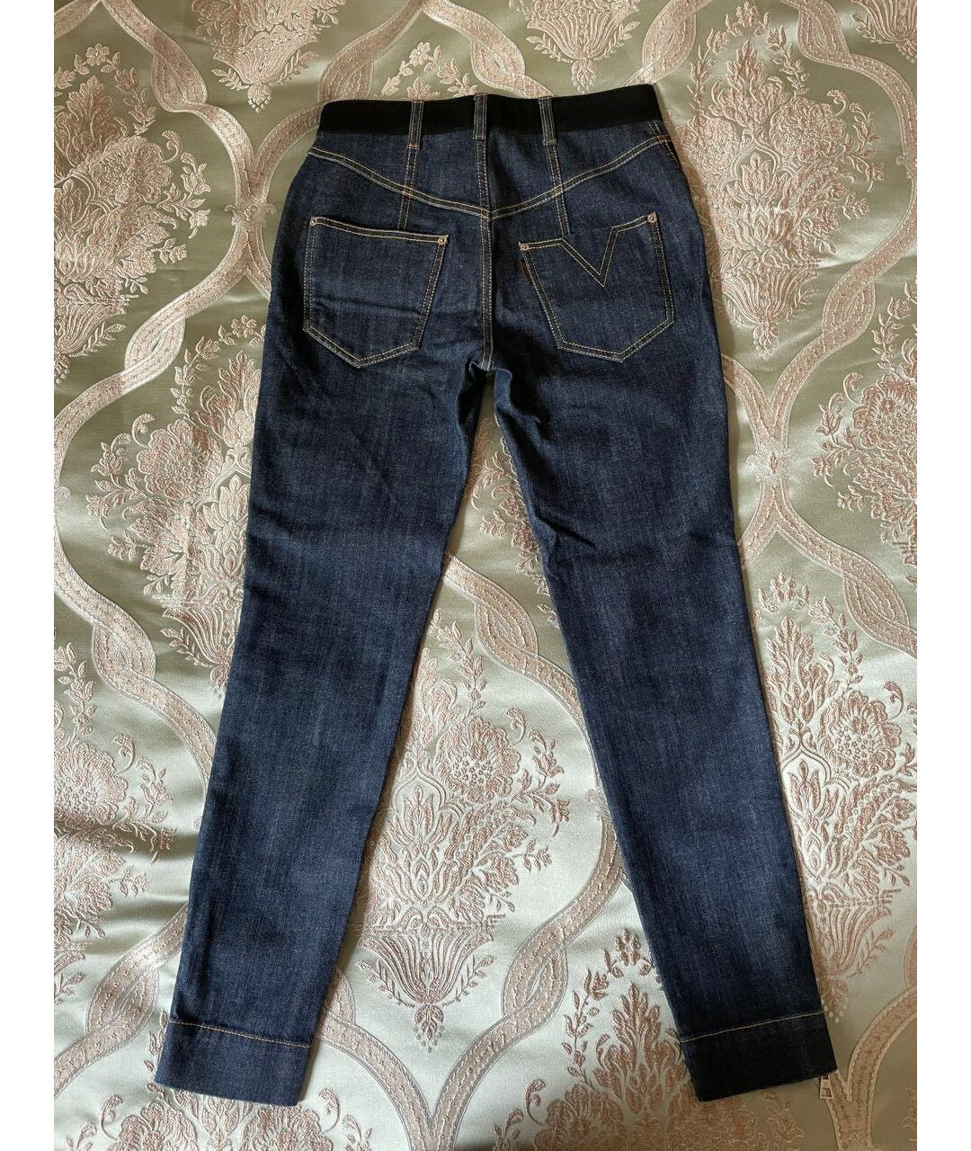 LOUIS VUITTON PRE-OWNED Темно-синие хлопко-эластановые джинсы слим, фото 2