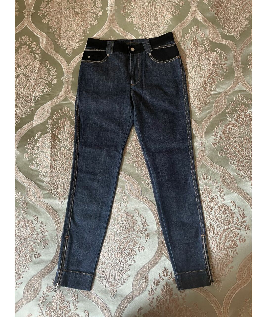 LOUIS VUITTON PRE-OWNED Темно-синие хлопко-эластановые джинсы слим, фото 8