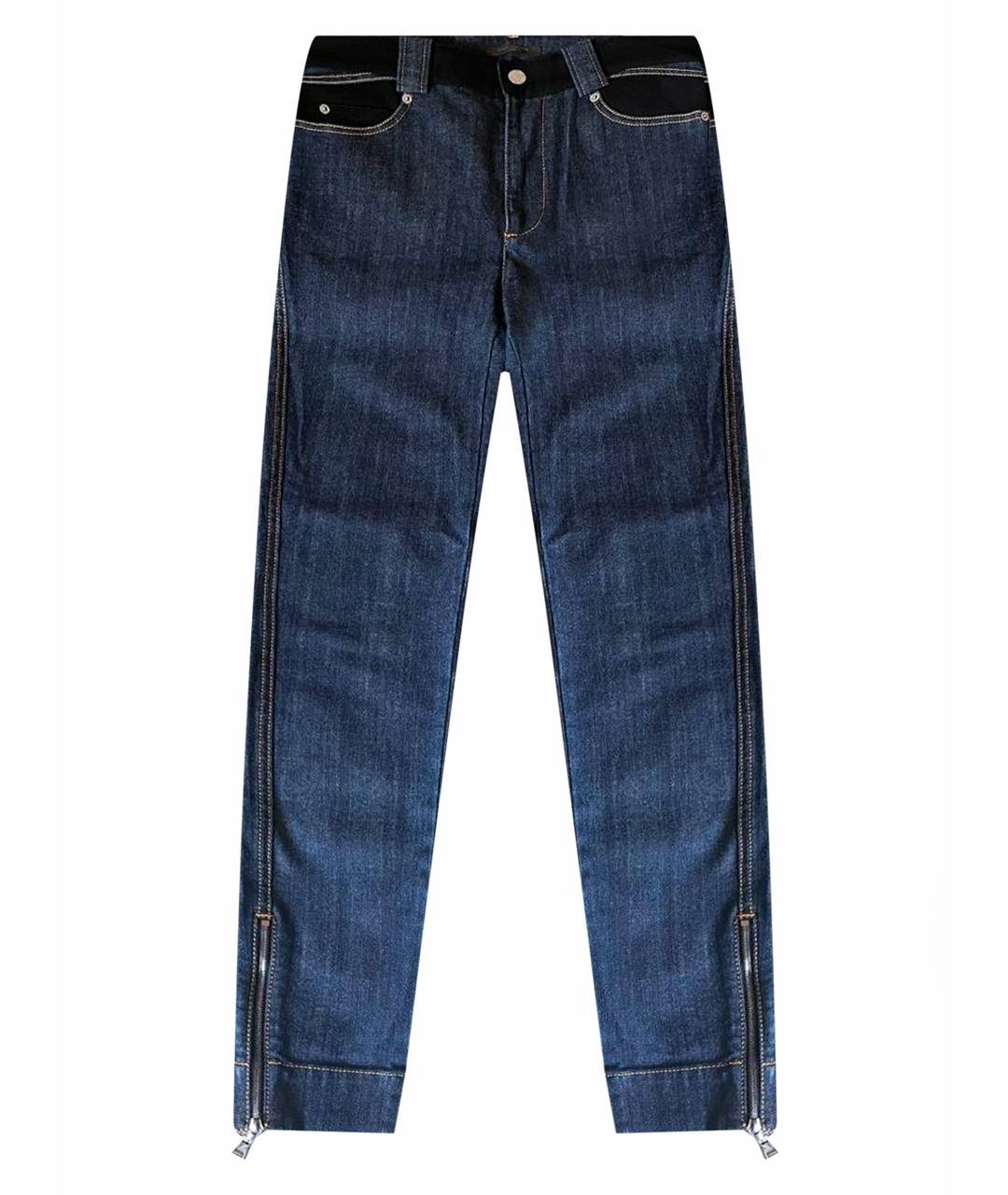 LOUIS VUITTON PRE-OWNED Темно-синие хлопко-эластановые джинсы слим, фото 1
