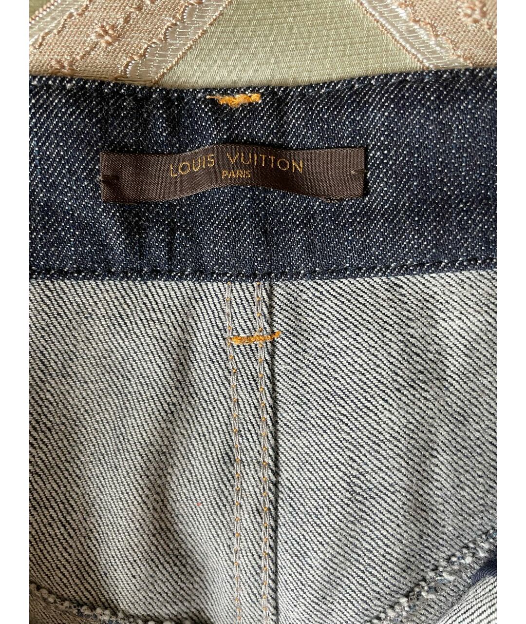 LOUIS VUITTON PRE-OWNED Темно-синие хлопко-эластановые джинсы слим, фото 3