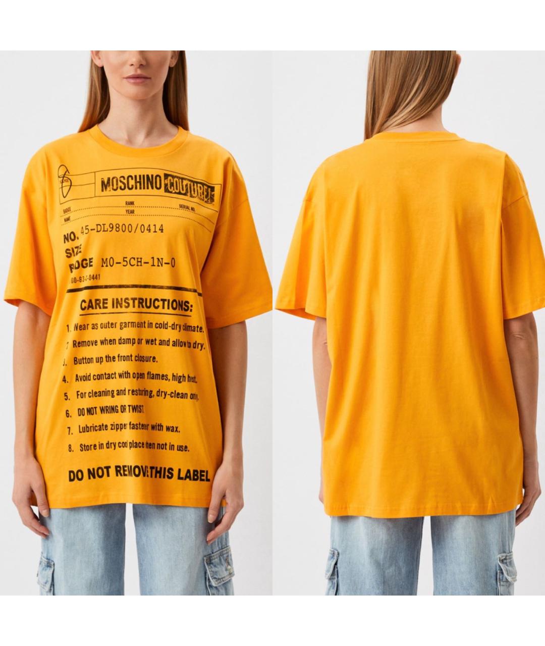 MOSCHINO Оранжевая хлопковая футболка, фото 3