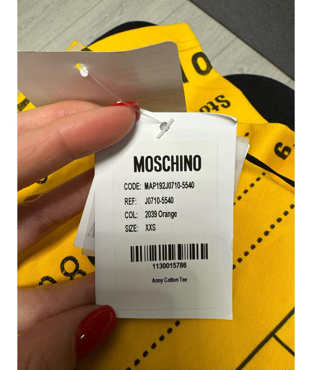 MOSCHINO Оранжевая хлопковая футболка, фото 4