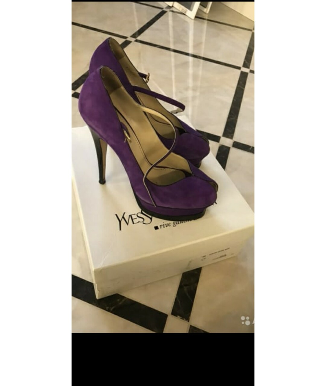 SAINT LAURENT Фиолетовые замшевые туфли, фото 5