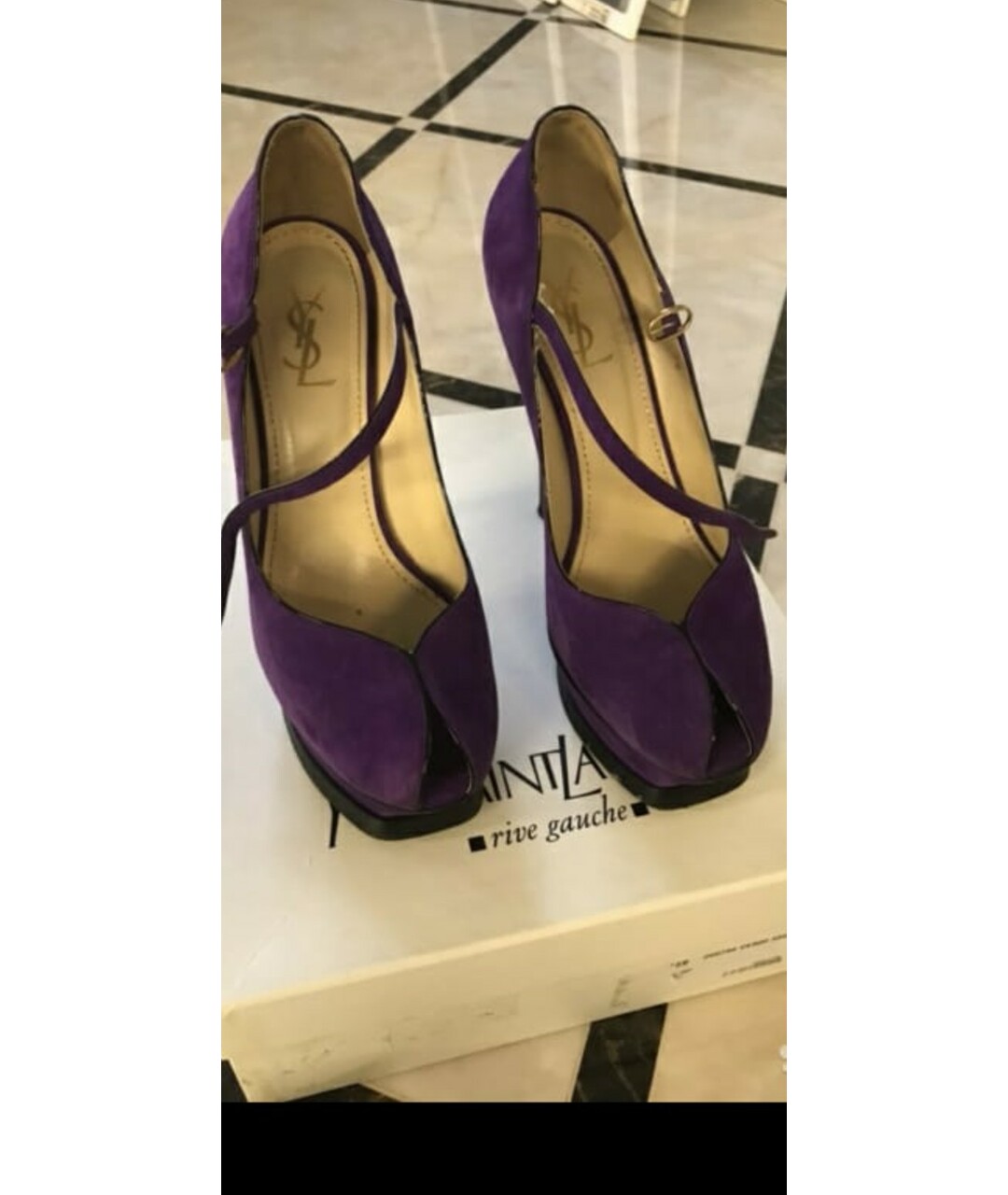 SAINT LAURENT Фиолетовые замшевые туфли, фото 3