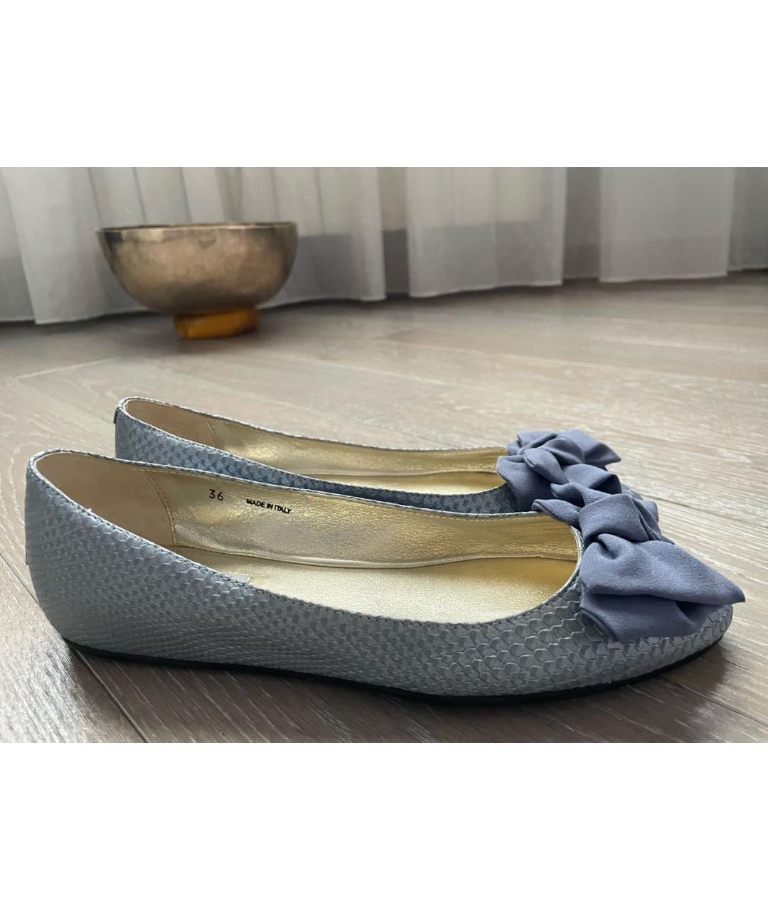 JIMMY CHOO Голубые кожаные балетки, фото 7