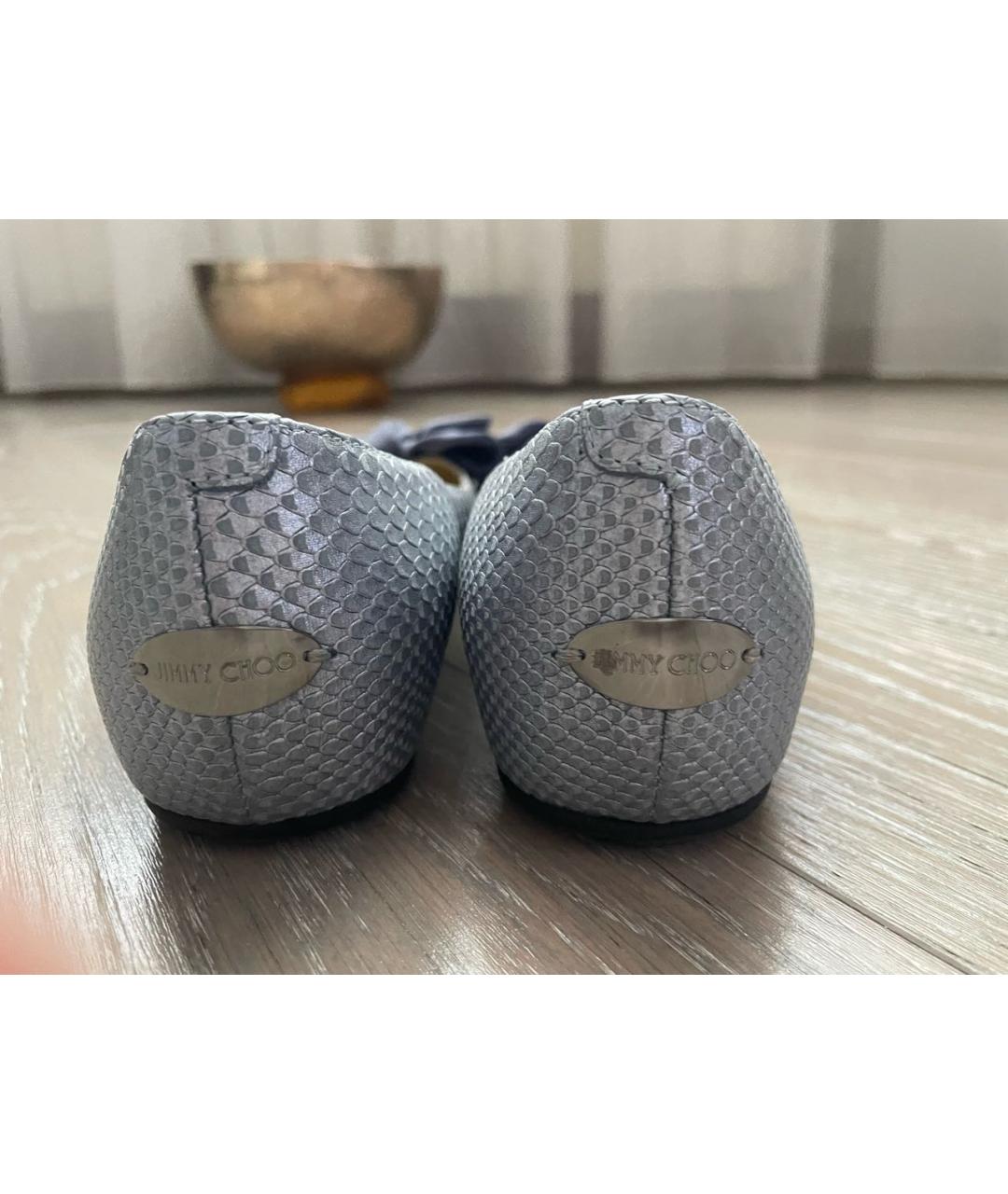 JIMMY CHOO Голубые кожаные балетки, фото 3