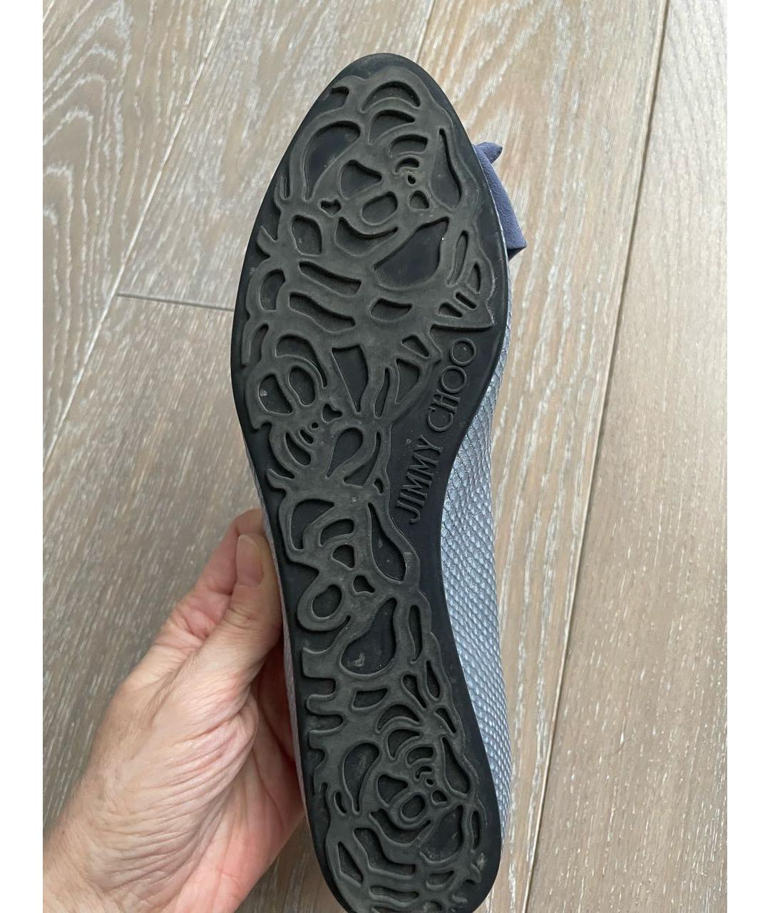 JIMMY CHOO Голубые кожаные балетки, фото 6