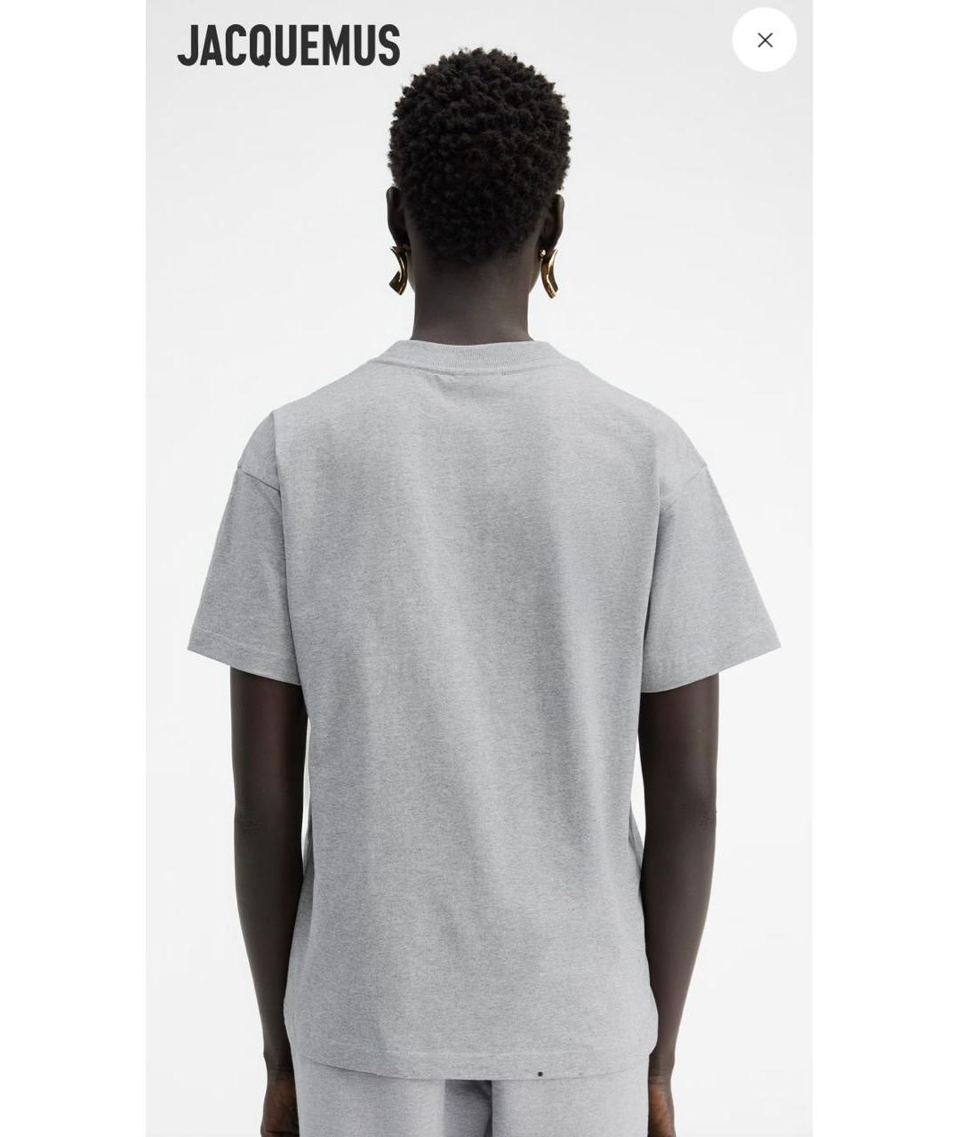 JACQUEMUS Серая хлопковая футболка, фото 7