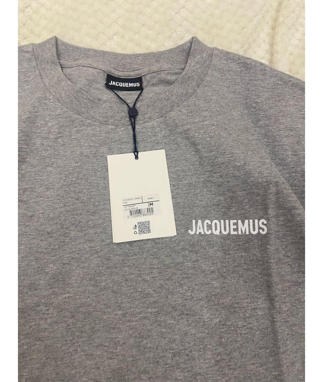 JACQUEMUS Серая хлопковая футболка, фото 3