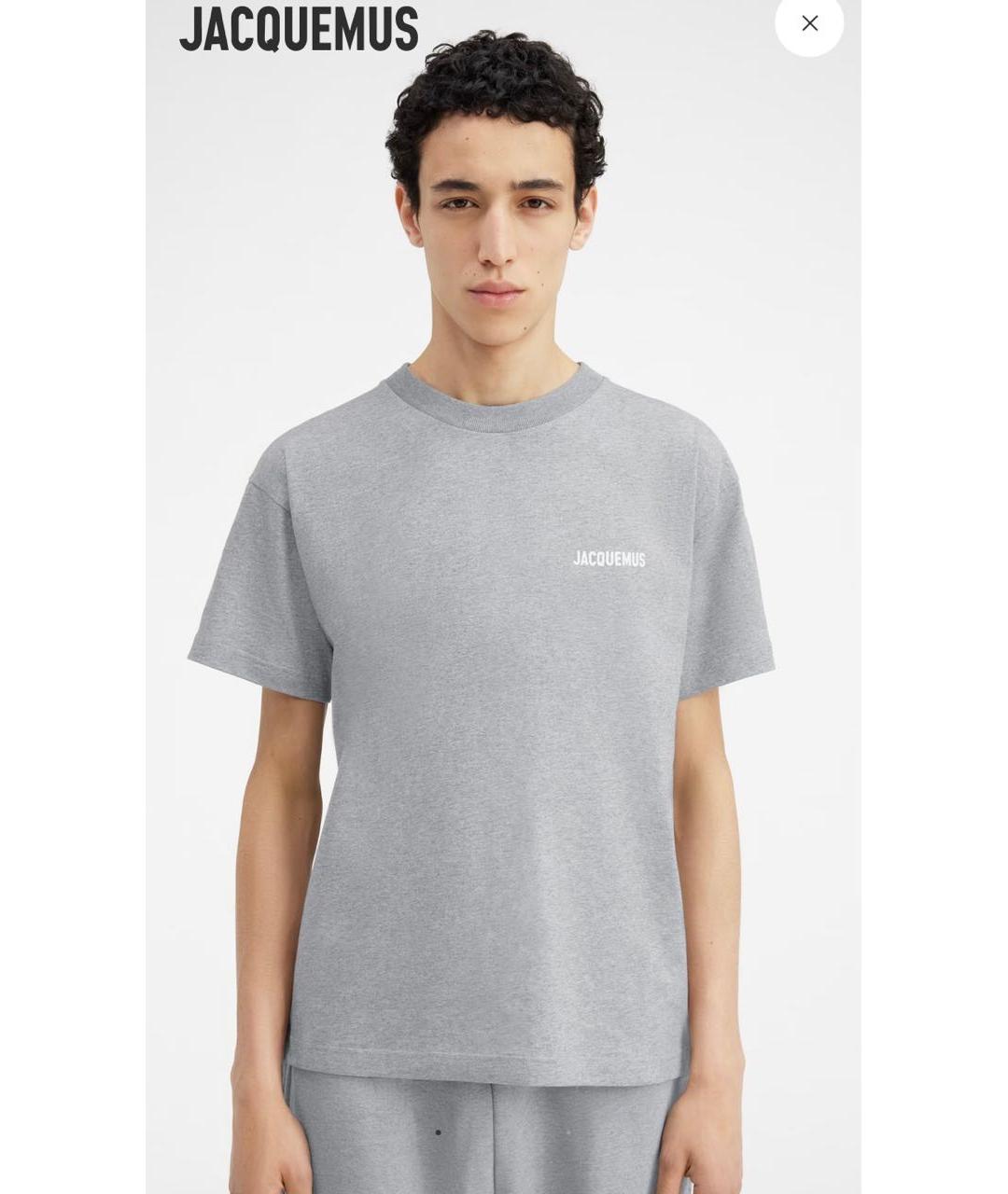 JACQUEMUS Серая хлопковая футболка, фото 8