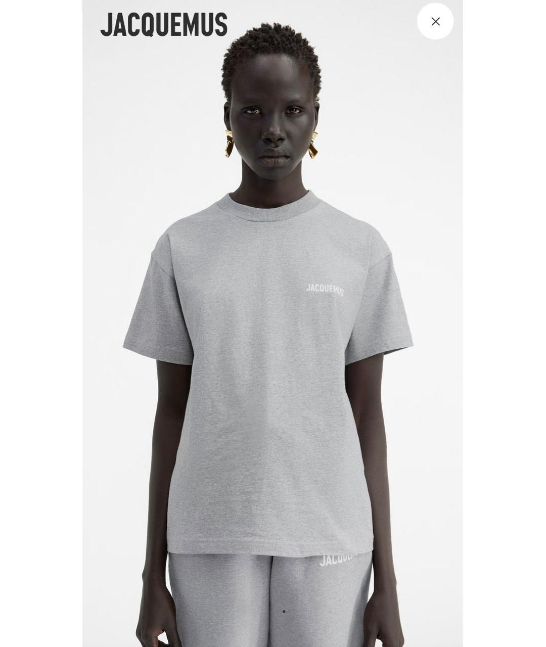 JACQUEMUS Серая хлопковая футболка, фото 6
