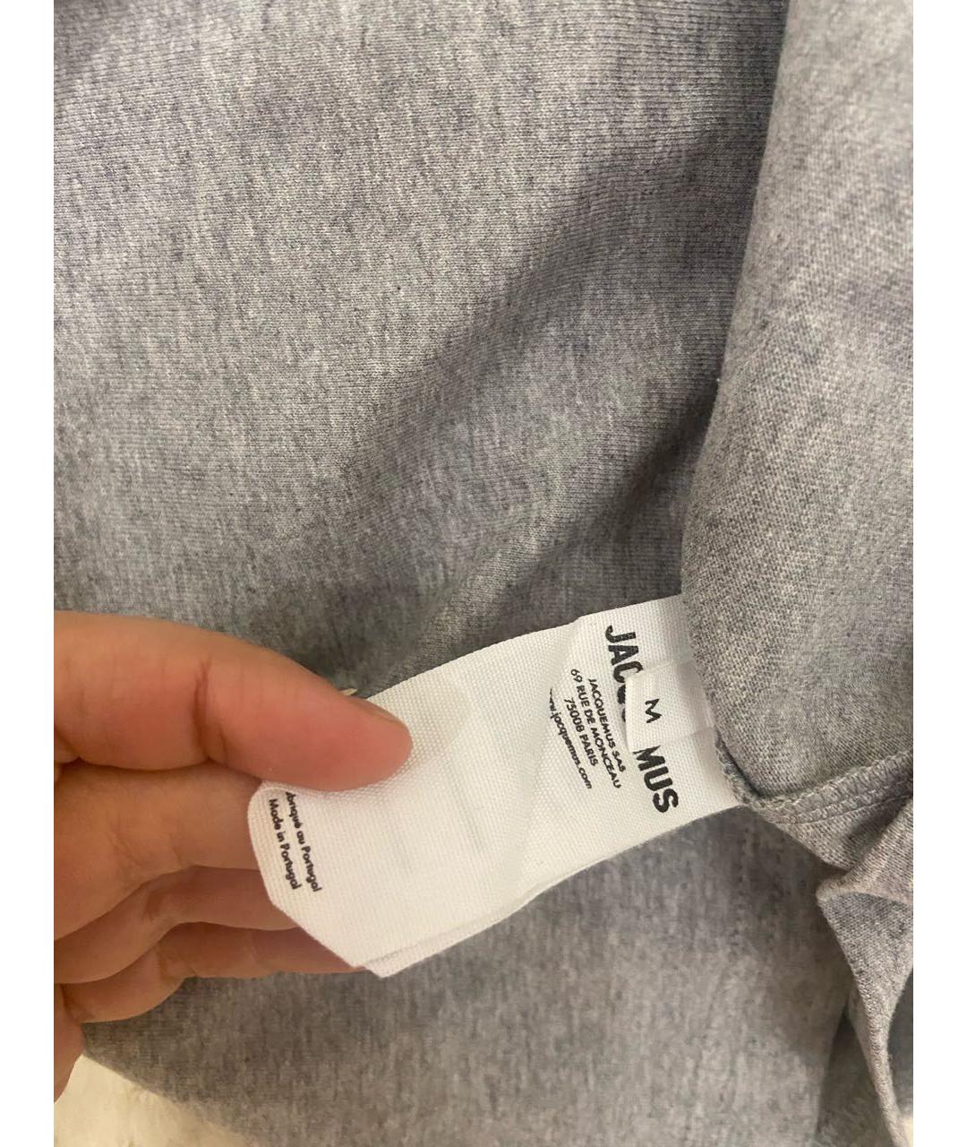 JACQUEMUS Серая хлопковая футболка, фото 4