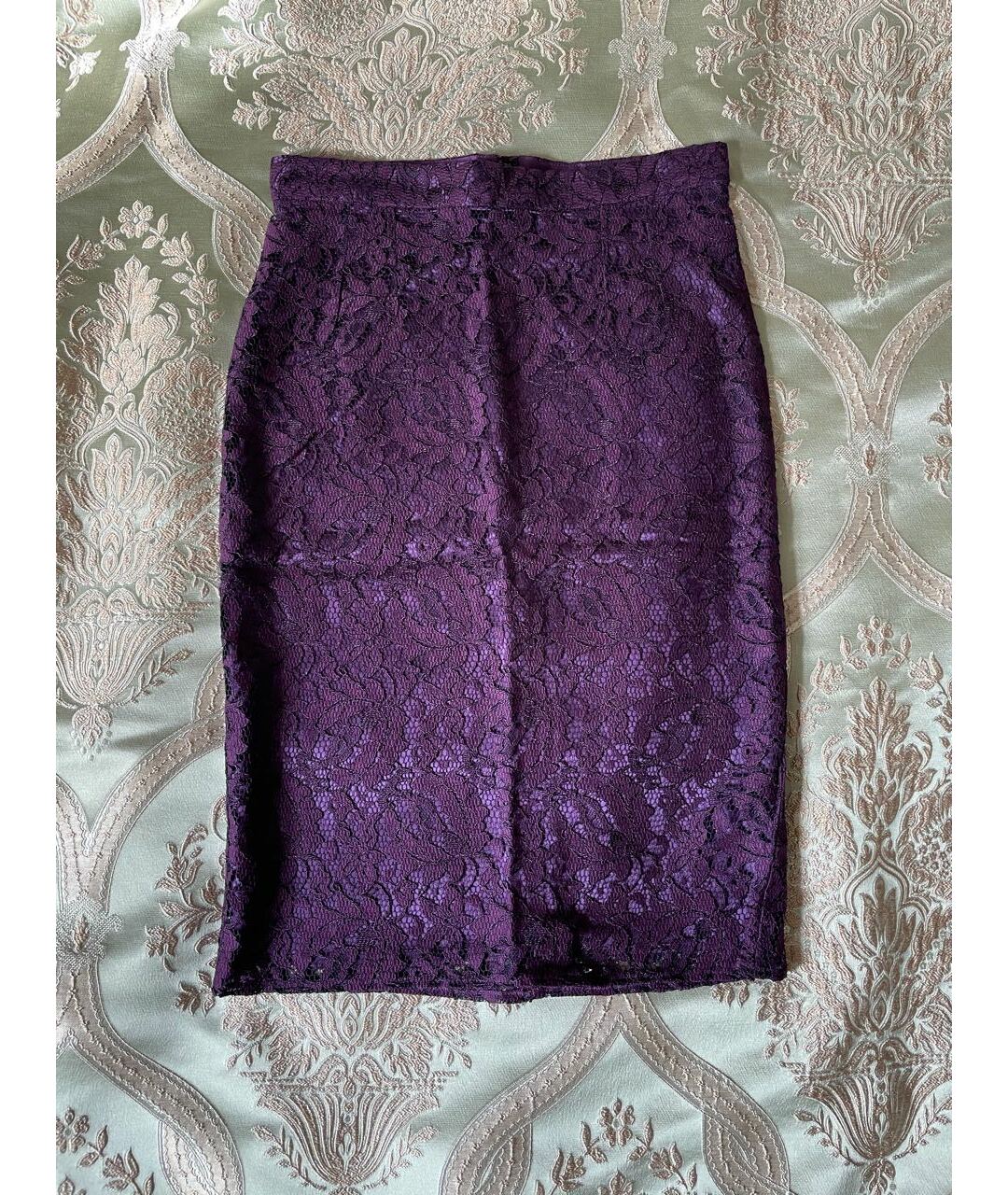 DOLCE&GABBANA Фиолетовая шелковая юбка миди, фото 6