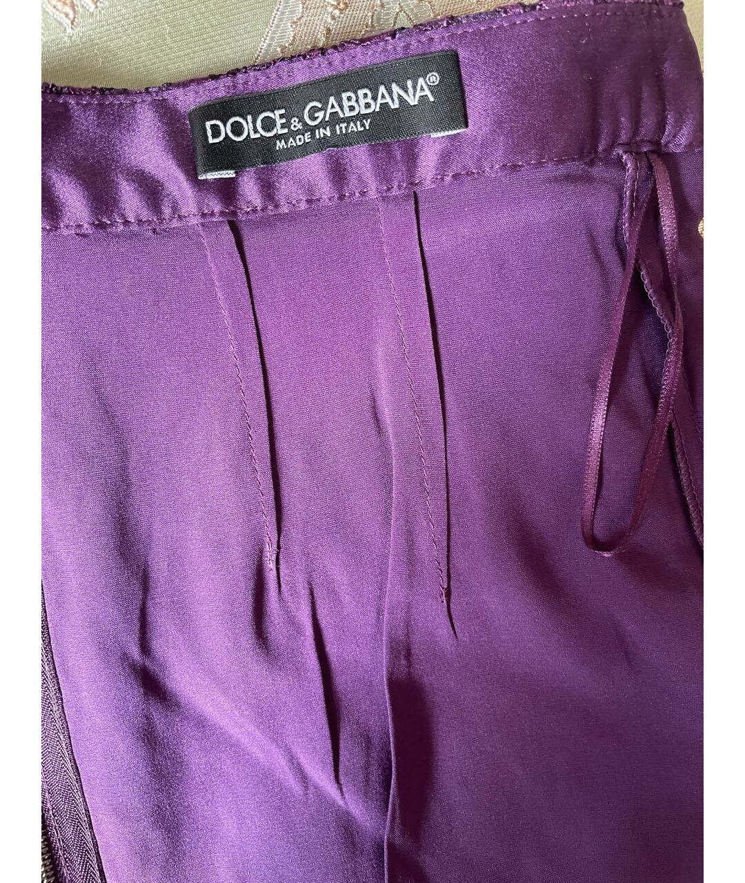 DOLCE&GABBANA Фиолетовая шелковая юбка миди, фото 3