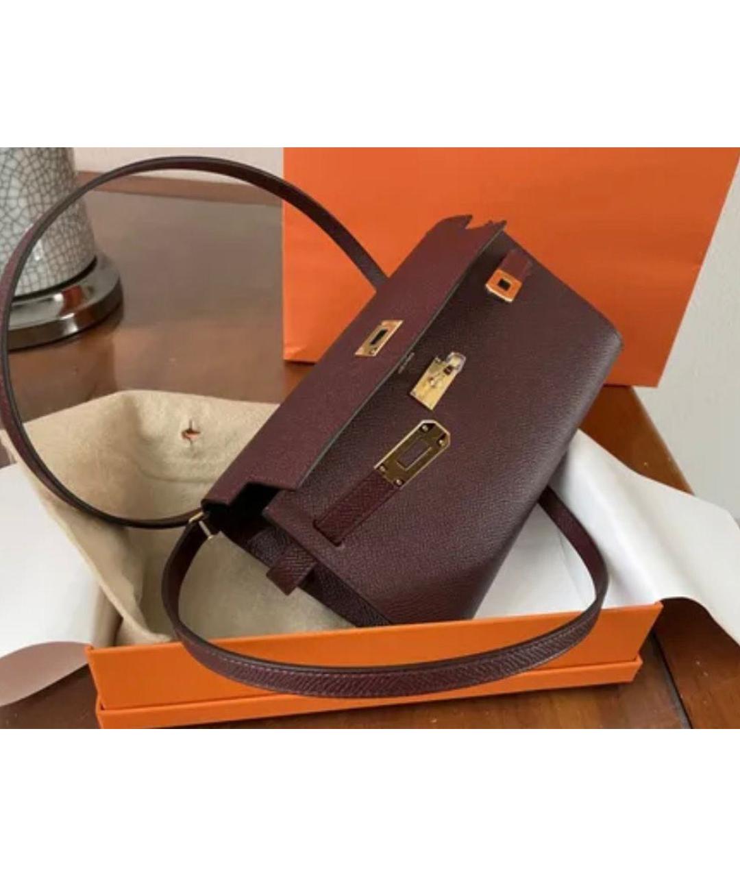 HERMES PRE-OWNED Бордовая кожаная сумка через плечо, фото 3