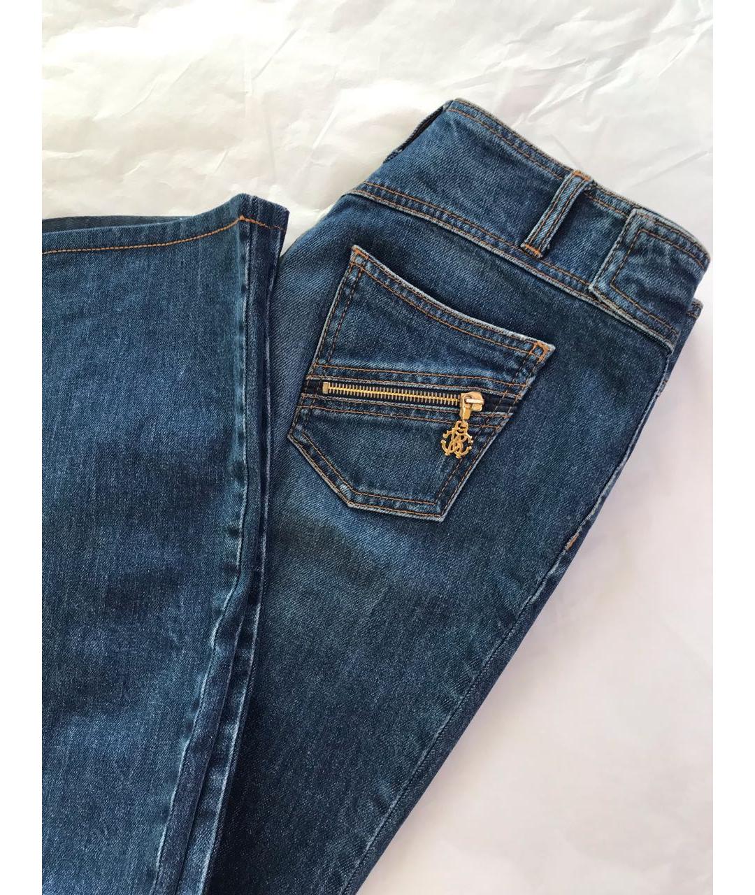 ROBERTO CAVALLI Темно-синие хлопко-эластановые джинсы клеш, фото 5