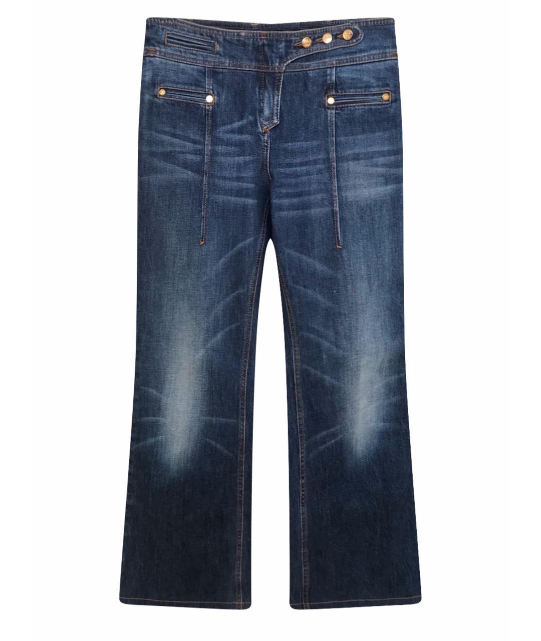 ROBERTO CAVALLI Темно-синие хлопко-эластановые джинсы клеш, фото 1