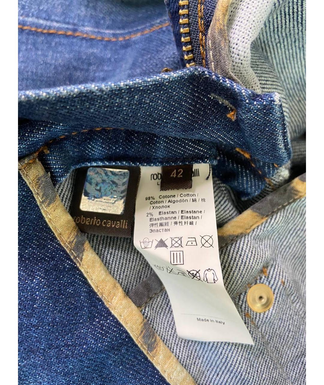 ROBERTO CAVALLI Темно-синие хлопко-эластановые джинсы клеш, фото 6