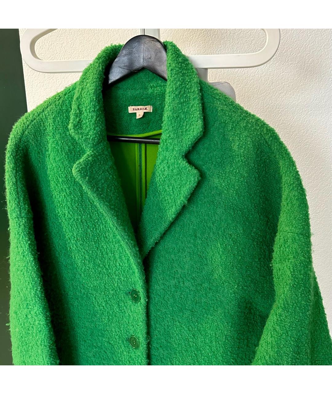 P.A.R.O.S.H. Зеленые шерстяное пальто, фото 4
