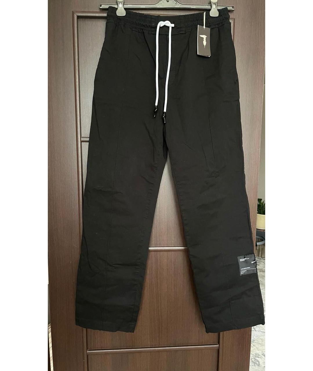 TRUSSARDI Черные хлопко-эластановые повседневные брюки, фото 8