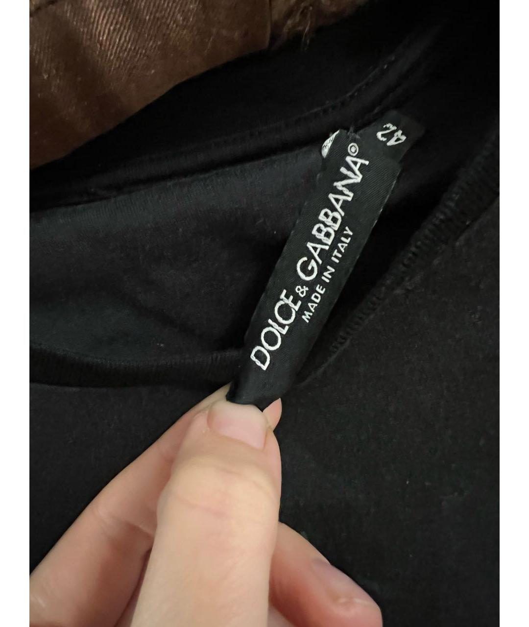 DOLCE&GABBANA Черная хлопковая футболка, фото 3
