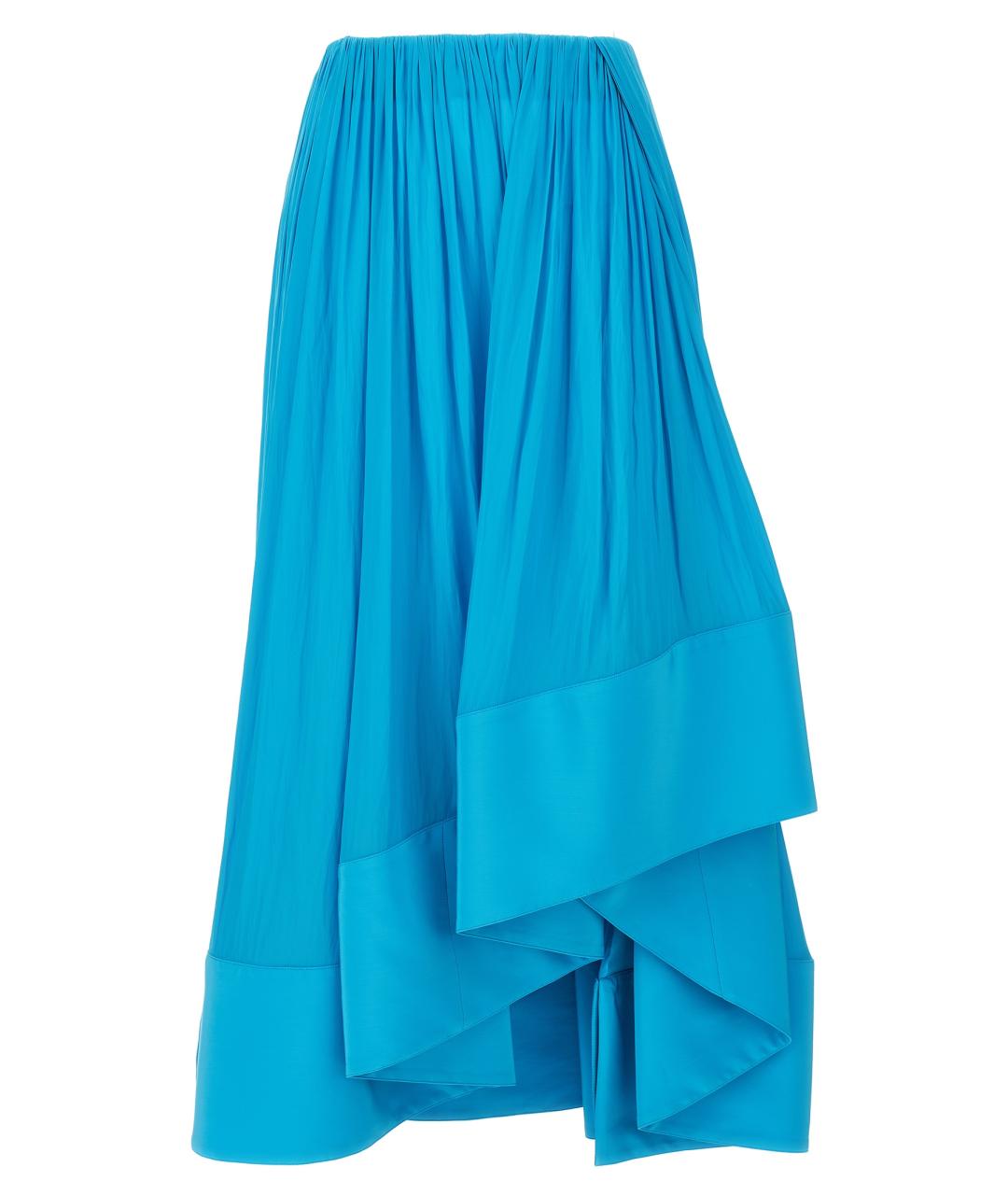 LANVIN Голубая полиэстеровая юбка миди, фото 1
