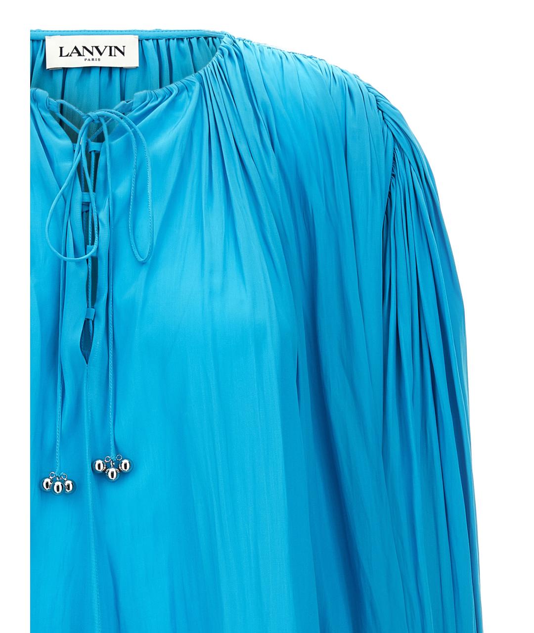 LANVIN Голубая полиэстеровая блузы, фото 3