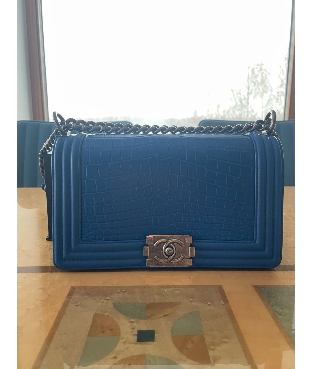 CHANEL PRE-OWNED Синяя сумка через плечо из экзотической кожи, фото 2