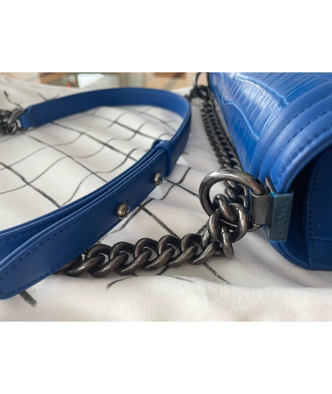 CHANEL PRE-OWNED Синяя сумка через плечо из экзотической кожи, фото 6