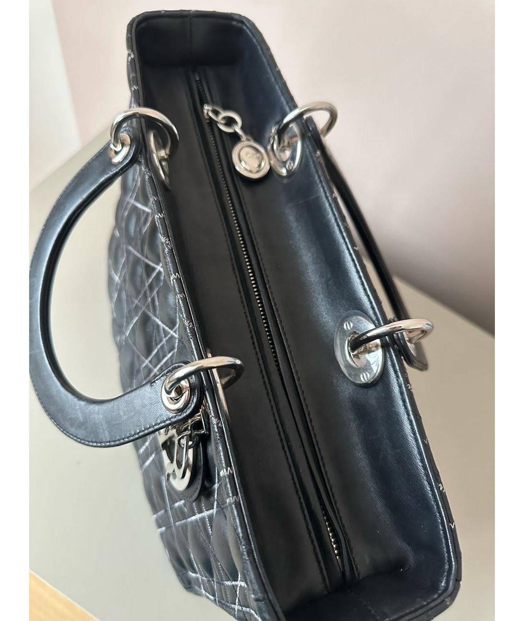 CHRISTIAN DIOR PRE-OWNED Черная кожаная сумка с короткими ручками, фото 6