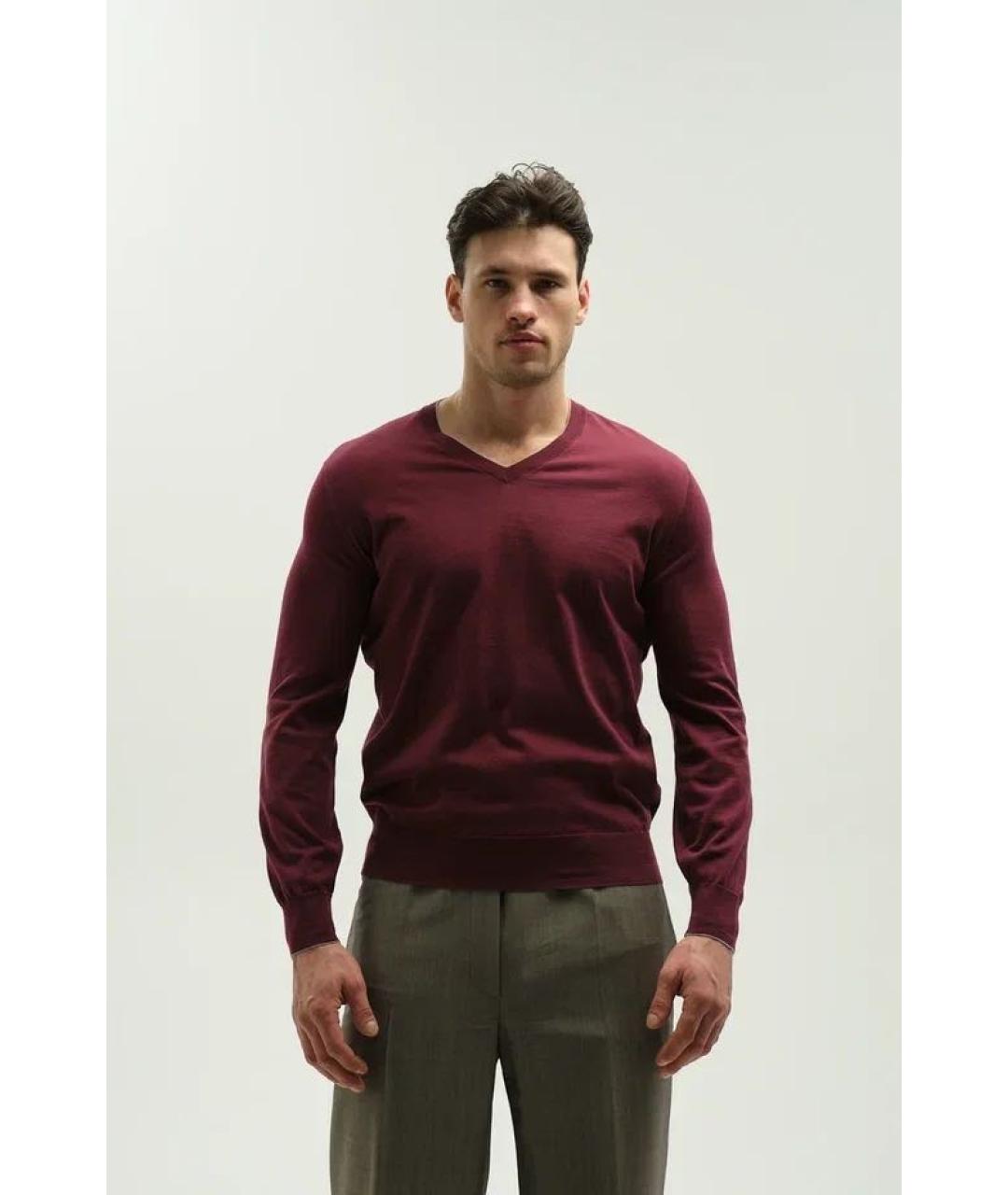 BRUNELLO CUCINELLI Бордовый хлопковый джемпер / свитер, фото 5