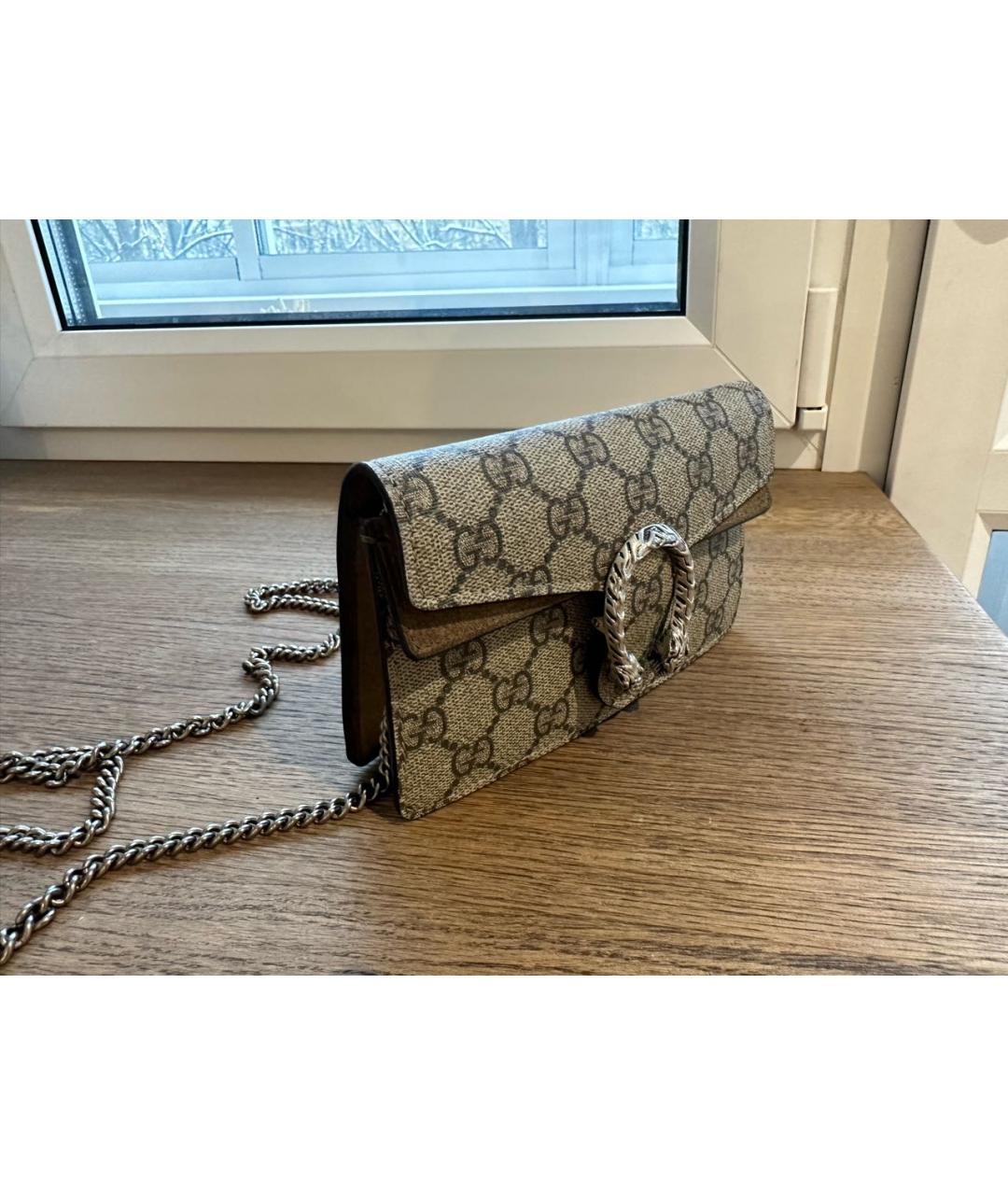 GUCCI Бежевая кожаная сумка через плечо, фото 2