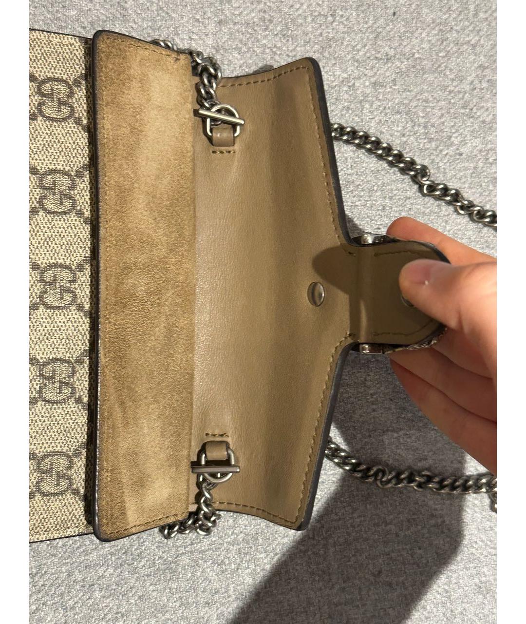 GUCCI Бежевая кожаная сумка через плечо, фото 7