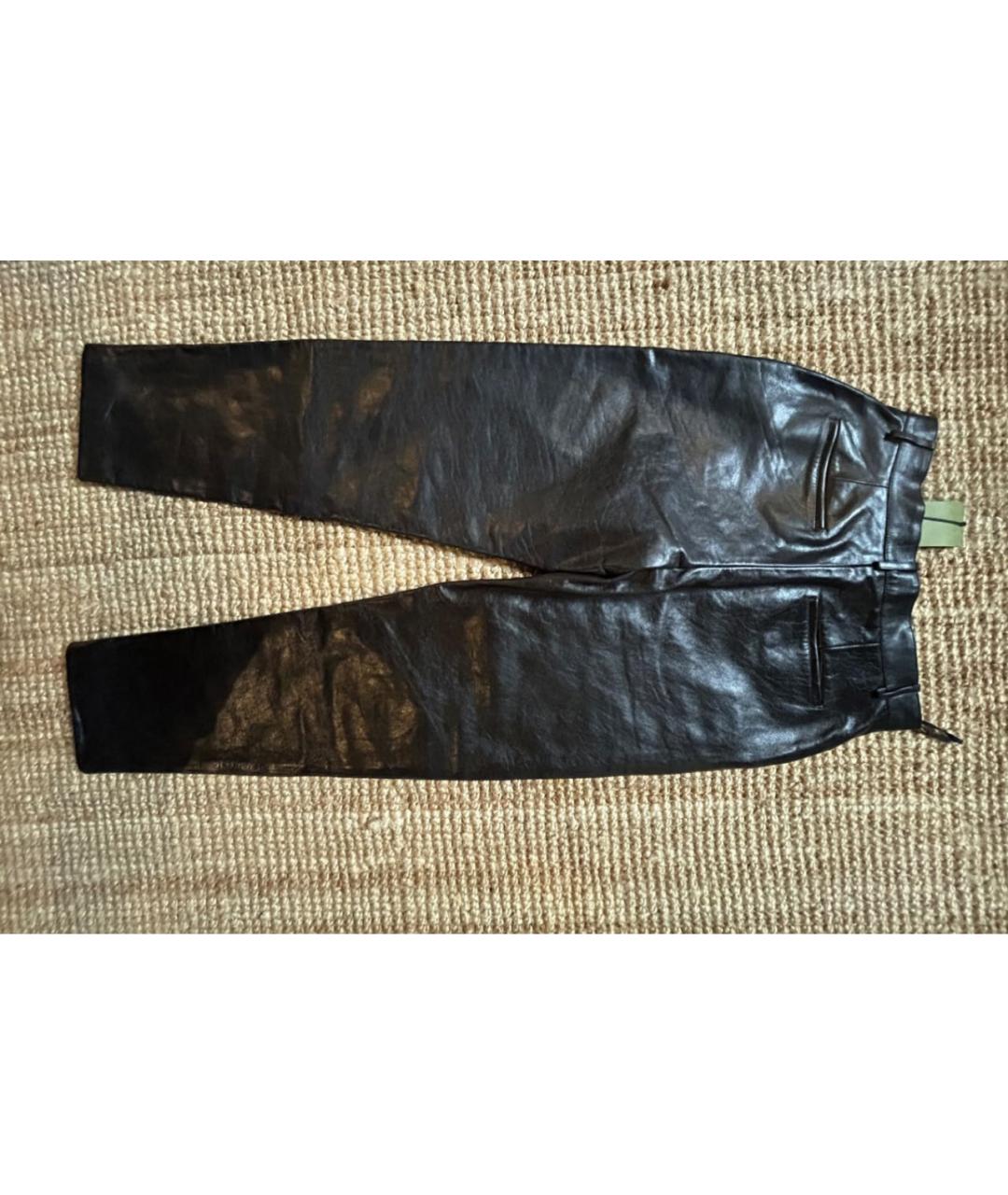 GUCCI Черные кожаные прямые брюки, фото 4