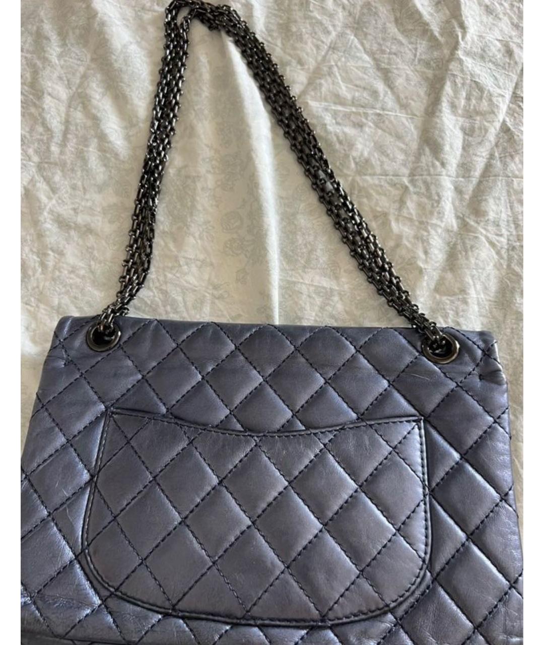 CHANEL PRE-OWNED Темно-синяя кожаная сумка через плечо, фото 8