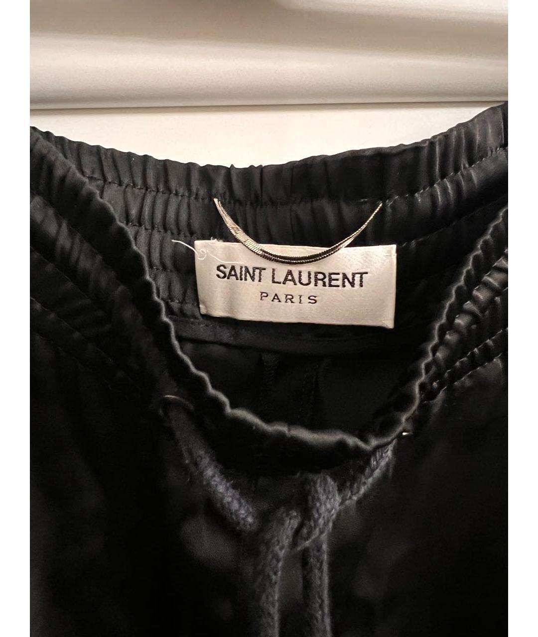 SAINT LAURENT Черные шелковые прямые брюки, фото 3